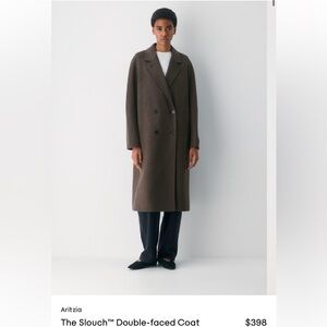 Aritzia Brown Double-Faced Wool Slouch Coat